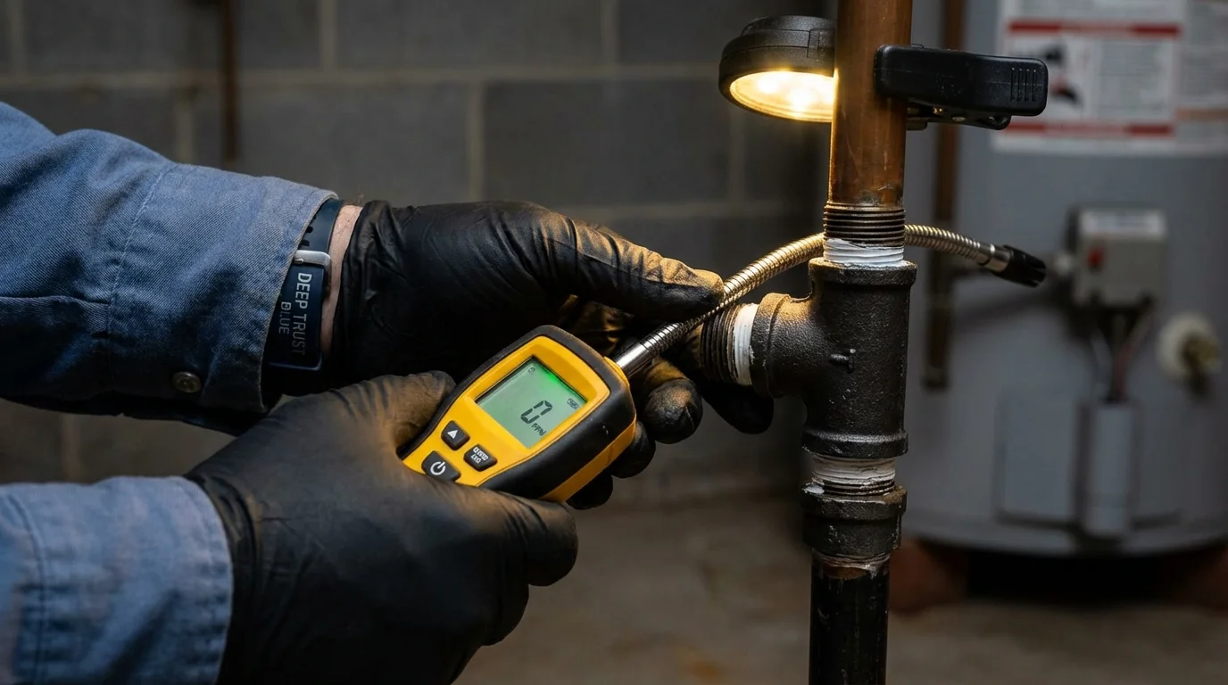 Gas leak detection with electronic sniffer by Johns Plumbing LLC in Maplewood